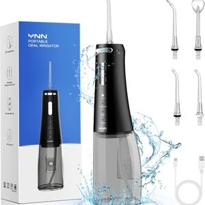 YNN Oral Water Flosser 300ML Tank 5 Nozzles 4 Modes Portable USB-C Rechargeable